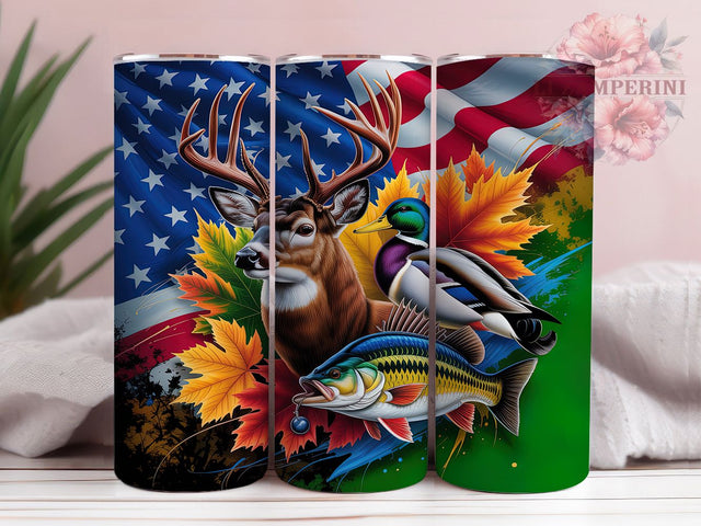 Patriotic Deer Hunting Tumbler, American Flag, Hunting Tumbler, 20Oz Wrap Design, Patriotic Sublimation, Deer Silhouette Art, USA Hunting Design Sublimation Li Zamperini 