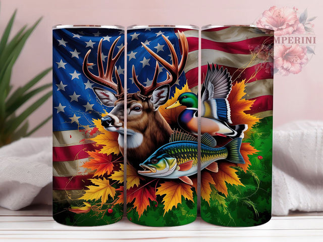 Patriotic Deer Hunting Tumbler, American Flag, Hunting Tumbler, 20Oz Wrap Design, Patriotic Sublimation, Deer Silhouette Art, USA Hunting Design Sublimation Li Zamperini 