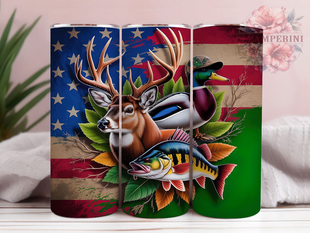 Patriotic Deer Hunting Tumbler, American Flag, Hunting Tumbler, 20Oz Wrap Design, Patriotic Sublimation, Deer Silhouette Art, USA Hunting Design Sublimation Li Zamperini 