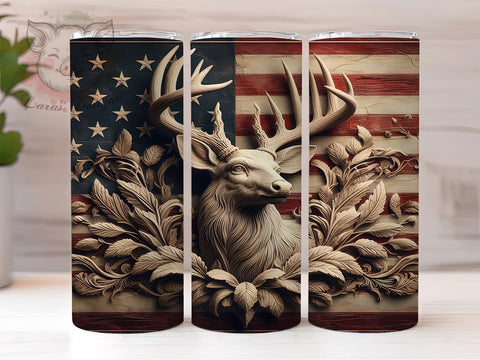 Patriotic Deer Wood 20oz Tumbler Png, Straight & Tapered Tumbler Png, 4th Of July Tumbler Png, Digital Download PNG Sublimation Lara' s Designs 