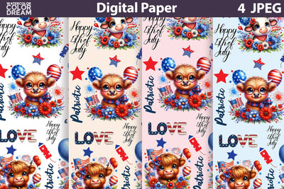 Patriotic Digital Paper | 4th Of July Background Digital Pattern WatercolorColorDream 