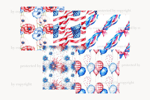 Patriotic Digital Paper | 4th of July Seamless Pattern Digital Pattern GlamArtZhanna 