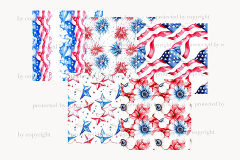 Patriotic Digital Paper | 4th of July Seamless Pattern Digital Pattern GlamArtZhanna 