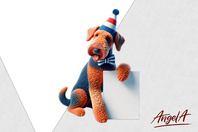 Patriotic dog clipart / funny dog clipart / Airedale PNG Sublimation Angelina Semenova 