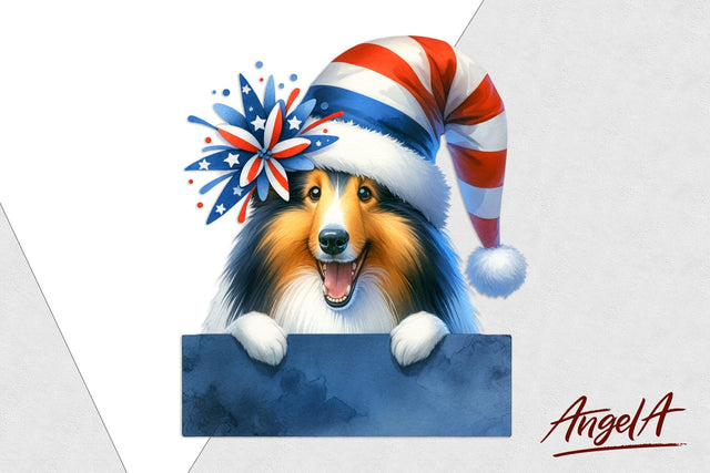 Patriotic dog clipart / funny dog clipart / funny Collie PNG Sublimation Angelina Semenova 