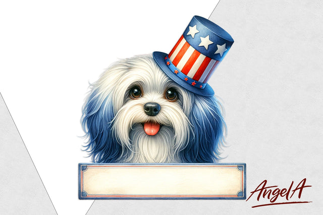 Patriotic dog clipart / funny dog clipart / Havanese PNG Sublimation Angelina Semenova 