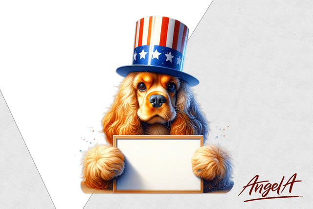 Patriotic dog clipart / USA dog PNG / Cocker spaniel Sublimation Angelina Semenova 