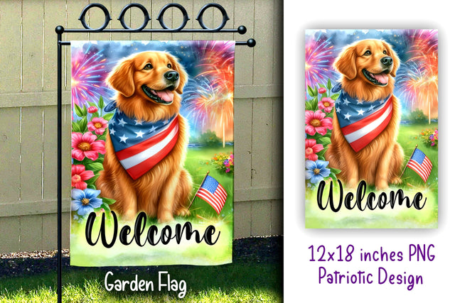 Patriotic Dog Garden Flag 12x18 inches Sublimation PNG Sublimation Dina.store4art 
