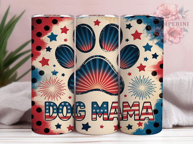 Patriotic Dog Mama 20oz Tumbler, Patriotic Tumbler Wrap, Paw Print Tumbler Design, 20oz Skinny Tumbler, USA Dog Mama Tumbler, American Flag Tumbler, Dog Lover Tumbler Sublimation Li Zamperini 