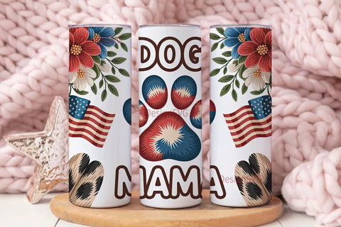 Patriotic Dog Mama 20oz Tumbler Wrap Sublimation DesignSVG 