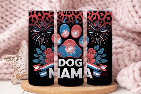 Patriotic Dog Mama 20oz Tumbler Wrap Sublimation DesignSVG 