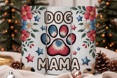 Patriotic Dog Mama 20oz Tumbler Wrap Sublimation DesignSVG 