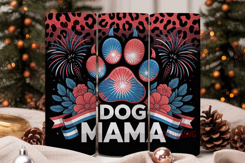 Patriotic Dog Mama 20oz Tumbler Wrap Sublimation DesignSVG 