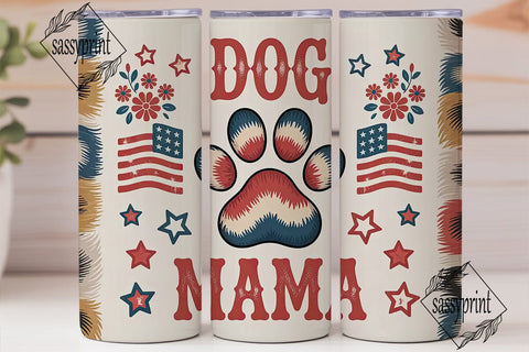 Patriotic Dog Mama 20oz Tumbler Wrap Sublimation sassyprint 