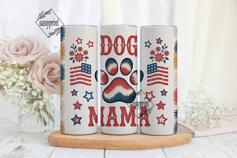 Patriotic Dog Mama 20oz Tumbler Wrap Sublimation sassyprint 