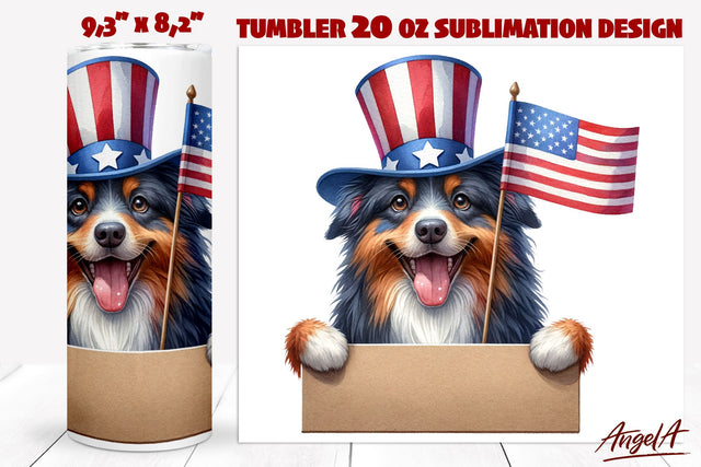 Patriotic Dog tumbler sublimation / Australian shepherd png Sublimation Angelina Semenova 