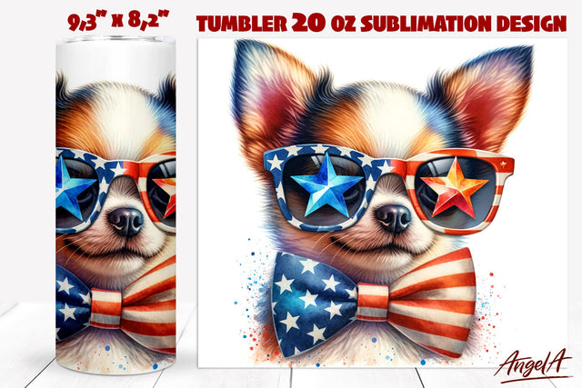 Patriotic Dog tumbler sublimation / Chihuahua tumbler wrap Sublimation Angelina Semenova 