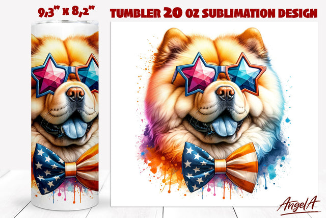 Patriotic Dog tumbler sublimation / Chow chow tumbler wrap Sublimation Angelina Semenova 