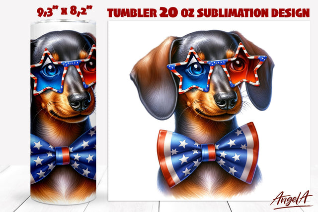 Patriotic Dog tumbler sublimation / Dachshund tumbler wrap Sublimation Angelina Semenova 