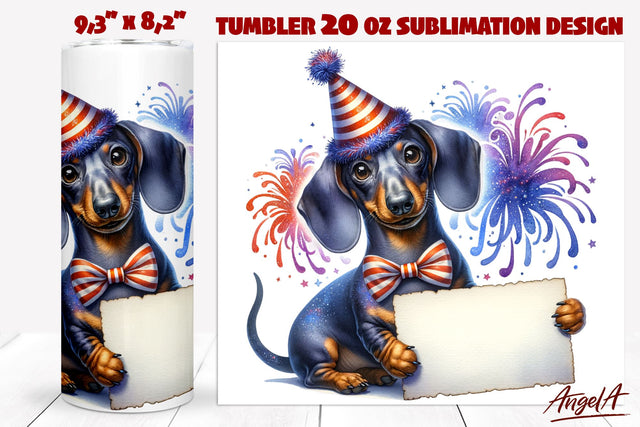 Patriotic Dog tumbler sublimation / Dachshund tumbler wrap Sublimation Angelina Semenova 