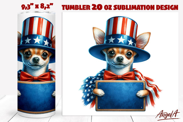 Patriotic Dog tumbler sublimation / funny Chihuahua png Sublimation Angelina Semenova 