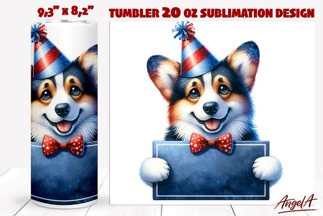 Patriotic Dog tumbler sublimation / funny Corgi dog PNG Sublimation Angelina Semenova 