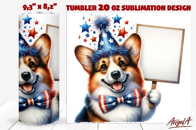 Patriotic Dog tumbler sublimation / funny Corgi dog PNG Sublimation Angelina Semenova 