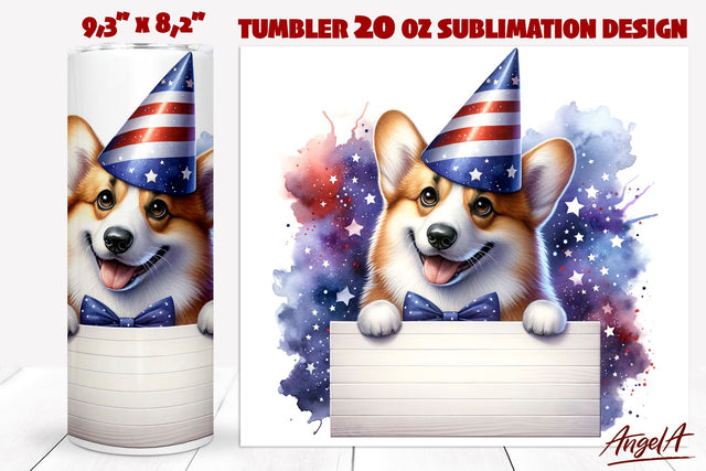 Patriotic Dog tumbler sublimation / funny Corgi dog tumbler Sublimation Angelina Semenova 