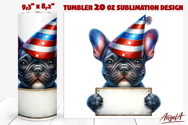 Patriotic Dog tumbler sublimation / funny French bulldog png Sublimation Angelina Semenova 