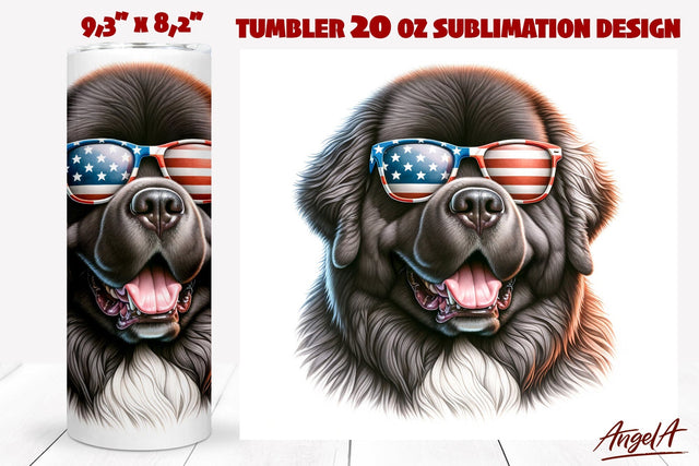 Patriotic Dog tumbler sublimation / funny Newfoundland dog Sublimation Angelina Semenova 