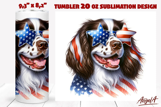 Patriotic Dog tumbler sublimation / funny Springer spaniel Sublimation Angelina Semenova 
