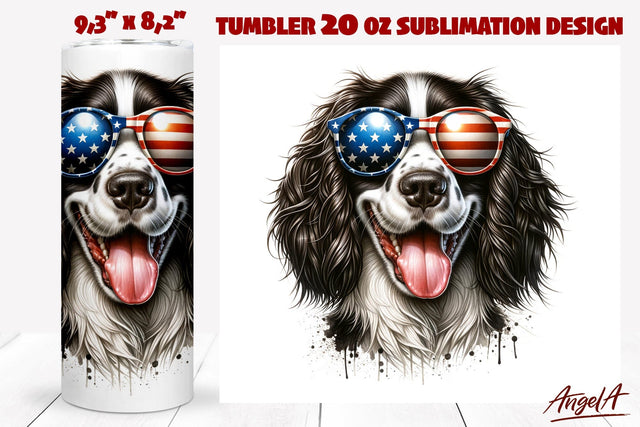 Patriotic Dog tumbler sublimation / funny Springer spaniel Sublimation Angelina Semenova 