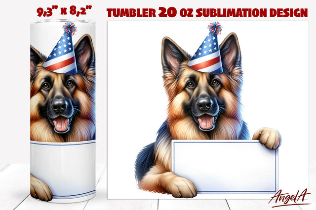 Patriotic Dog tumbler sublimation / German shepherd png Sublimation Angelina Semenova 