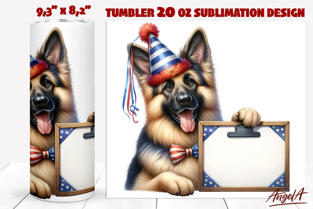 Patriotic Dog tumbler sublimation / German shepherd png Sublimation Angelina Semenova 