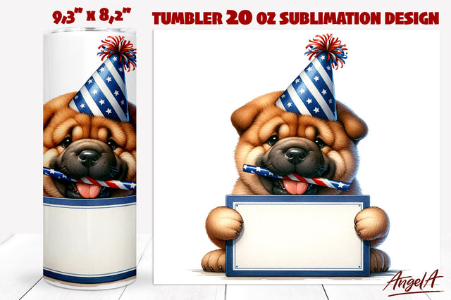 Patriotic Dog tumbler sublimation / Shar pei png Sublimation Angelina Semenova 