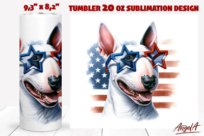 Patriotic Dog tumbler sublimation / USA dog Bullterrier Sublimation Angelina Semenova 