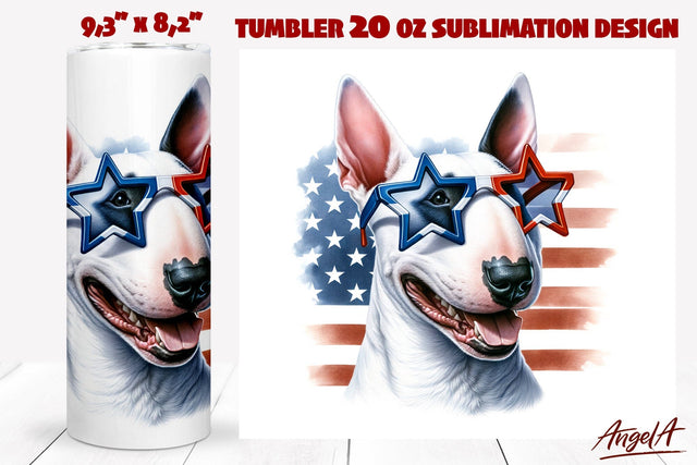Patriotic Dog tumbler sublimation / USA dog Bullterrier Sublimation Angelina Semenova 