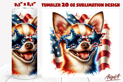 Patriotic Dog tumbler sublimation / USA dog Chihuahua PNG Sublimation Angelina Semenova 