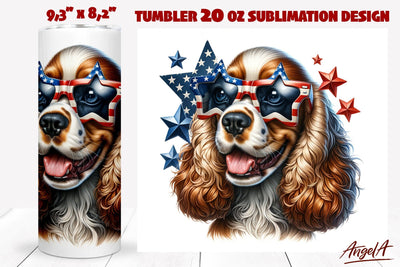 Patriotic Dog tumbler sublimation / USA dog Cocker spaniel Sublimation Angelina Semenova 