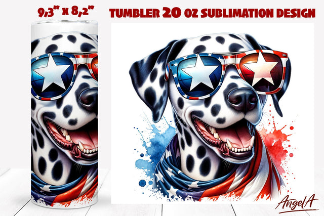 Patriotic Dog tumbler sublimation / USA dog Dalmatian PNG Sublimation Angelina Semenova 