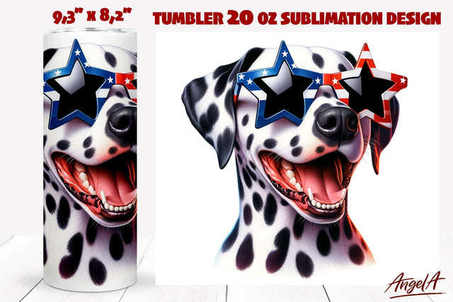 Patriotic Dog tumbler sublimation / USA dog Dalmatian PNG Sublimation Angelina Semenova 