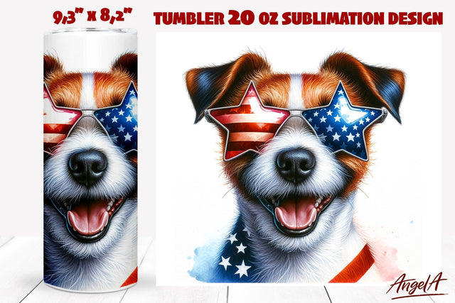 Patriotic Dog tumbler sublimation / USA dog Jack Russell PNG Sublimation Angelina Semenova 