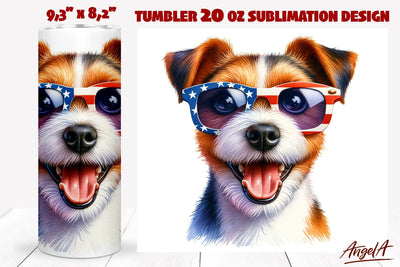 Patriotic Dog tumbler sublimation / USA dog Jack Russell PNG Sublimation Angelina Semenova 