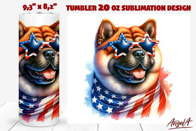 Patriotic Dog tumbler sublimation / USA dog Shar pei PNG Sublimation Angelina Semenova 