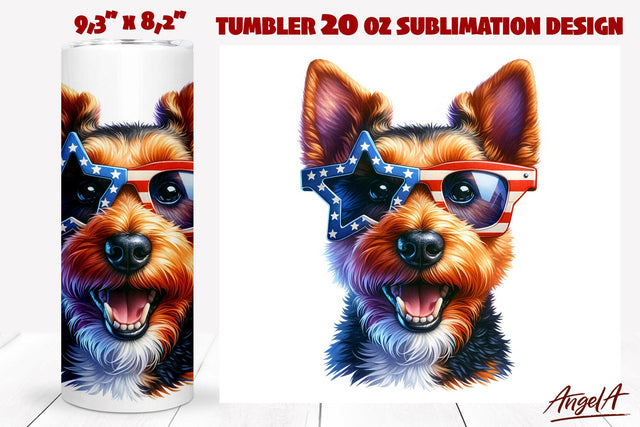 Patriotic Dog tumbler sublimation / USA dog Welsh terrier Sublimation Angelina Semenova 