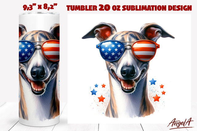 Patriotic Dog tumbler sublimation / USA dog Whippet PNG Sublimation Angelina Semenova 