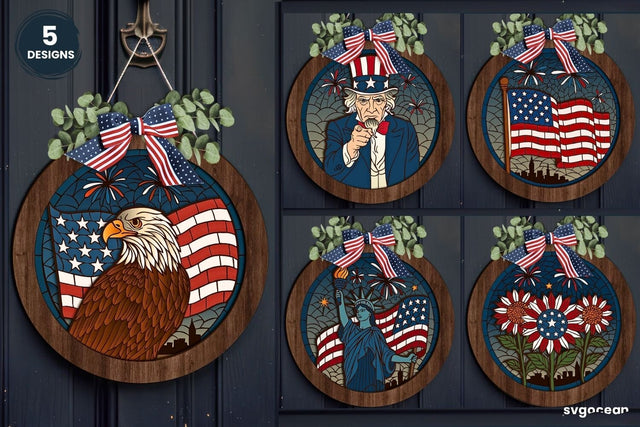 Patriotic Door Sign Bundle SVG SvgOcean 