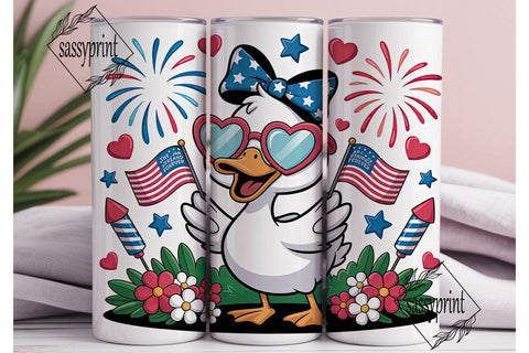 Patriotic Duck 20oz Tumbler Wrap Sublimation sassyprint 