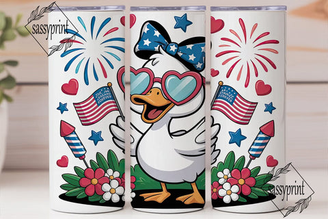 Patriotic Duck 20oz Tumbler Wrap Sublimation sassyprint 