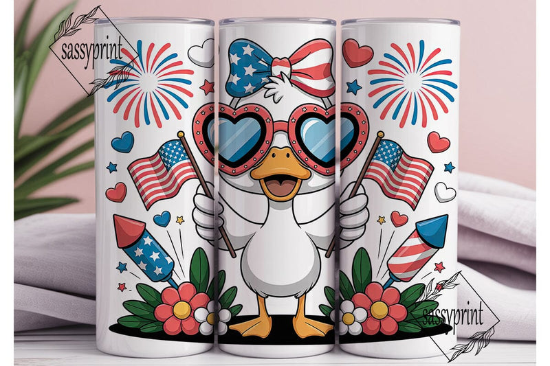 Patriotic Duck 20oz Tumbler Wrap Sublimation sassyprint 